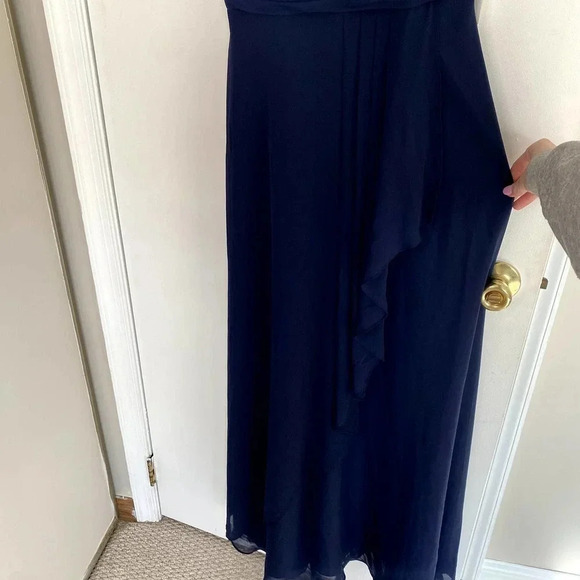 Calvin Klein Navy Blue High Neck Sleeveless Sequin Maxi Formal Gown Dress NWT - Picture 7 of 12